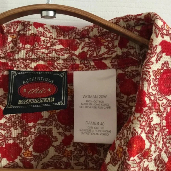 AUTHENTIQUE CHIC 100% Cotton Vintage Chic Sleeveless Blouse Sz 20W Women's Plus - Picture 4 of 4